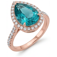 Afbeelding in Gallery-weergave laden, Diamant Halo Zetting Ring 3,5 karaat 14K Rosé Goud – vooraanzicht