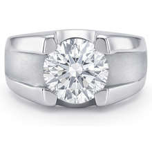 Afbeelding in Gallery-weergave laden, Diamant Rond Geslepen Heren Ring in 14K Witgoud – hoekaanzicht