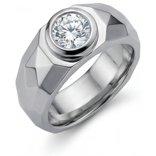 Afbeelding in Gallery-weergave laden, Diamant Rond Geslepen Herenring in 14K Witgoud – zijaanzicht