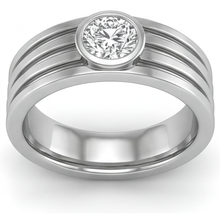 Afbeelding in Gallery-weergave laden, Herenring 14K Witgoud met Diamant – vooraanzicht