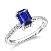Afbeelding in Gallery-weergave laden, diamant solitaire accenten ring smaragd blauwe saffier 4 karaat