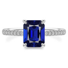 Afbeelding in Gallery-weergave laden, diamant solitaire accenten ring smaragd blauwe saffier 4 karaat