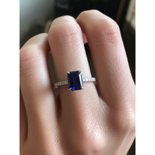 Afbeelding in Gallery-weergave laden, diamant solitaire accenten ring smaragd blauwe saffier 4 karaat