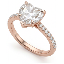 Afbeelding in Gallery-weergave laden, Hartvorm Diamant ring in 14K Rosé Goud – vooraanzicht