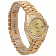 Afbeelding in Gallery-weergave laden, diamanten rand Presidentiële stijl horloge G Champagne Stok Wijzerplaat Datumjust