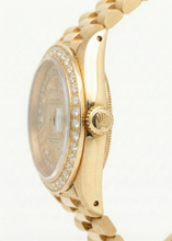 Afbeelding in Gallery-weergave laden, diamanten rand Rolex Datumjust Model voorzitter Stijl horloge dubbele rij wijzerplaat
