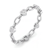 Afbeelding in Gallery-weergave laden, Labgekweekte diamanten hartarmband 3 karaat met ovale stationschakels 14k witgoud 7 inch