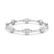 Afbeelding in Gallery-weergave laden, Diamanten hartarmband 4 karaat labgekweekt staafstation 14k Witgoud 7 inch