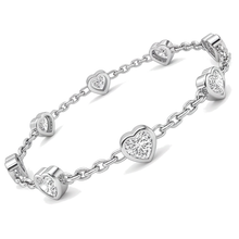 Afbeelding in Gallery-weergave laden, Diamanten hart station-armband 3 karaat labgekweekt lunette 14K witgoud 7 inch