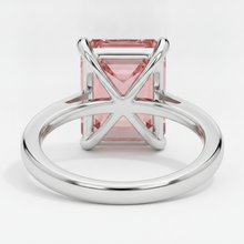 Afbeelding in Gallery-weergave laden, Solitairering van 14k witgoud met 2,5 karaat echte perzikkleurige smaragdgeslepen padparadscha-saffier