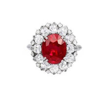 Afbeelding in Gallery-weergave laden, Ronde en Peervormige Diamanten met Robijn IGI GECERTIFICEERDE Ring 17.75 Ct Witgoud 14K