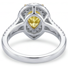 Afbeelding in Gallery-weergave laden, Halo Ring 14 Karaat Tweekleurig Goud met Fancy Gele Diamant – achteraanzicht