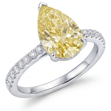 Afbeelding in Gallery-weergave laden, Fancy Gele Diamant Ring 3 karaat 14K Witgoud – vooraanzicht