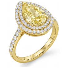 Afbeelding in Gallery-weergave laden, Fancy Gele Diamant Sieraad Ring 2 karaat 14K Geelgoud – profielaanzicht