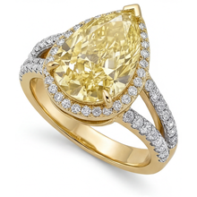 Afbeelding in Gallery-weergave laden, Luxe Fancy Gele Diamant Statement Ring 4,25 karaat – zijaanzicht