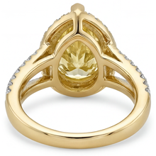 Afbeelding in Gallery-weergave laden, Fancy Gele Diamant Peervormig Statement Ring in Tweekleurig 14K Goud – achteraanzicht