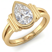 Afbeelding in Gallery-weergave laden, Druppelvormig Fijne Diamant ring in 14K Geelgoud – hoofdaanzicht