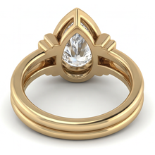 Afbeelding in Gallery-weergave laden, Druppelvormig Fijne Diamant ring in 14K Geelgoud – achteraanzicht