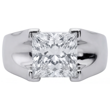 Afbeelding in Gallery-weergave laden, Fijne Diamant Heren Ring 3 karaat 14 Karaat Witgoud – hoekaanzicht