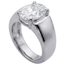 Afbeelding in Gallery-weergave laden, Ovaal Fijne Diamant ring in 14K Witgoud – profielaanzicht
