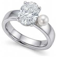 Afbeelding in Gallery-weergave laden, Fijne Diamant Ovaal Geslepen Solitaire Ring in 14K Witgoud – vooraanzicht