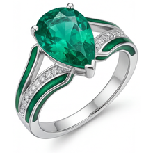 Afbeelding in Gallery-weergave laden, Druppelvormig Fijne Smaragd ring in 14K Witgoud – hoofdaanzicht