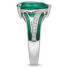Afbeelding in Gallery-weergave laden, Fijne Smaragd Edelsteen Ring 2,50 karaat 14K Witgoud – profielaanzicht