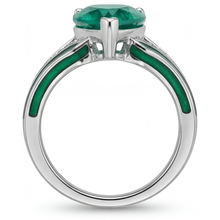 Afbeelding in Gallery-weergave laden, Fijne Smaragd Druppelvormig Edelsteen Ring in 14K Witgoud – bovenaanzicht