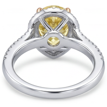 Afbeelding in Gallery-weergave laden, Halo Verlovingsring Tweekleurig 14K Goud met Gele Kanarie Diamant – bovenaanzicht