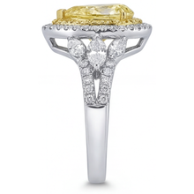 Afbeelding in Gallery-weergave laden, Gele Kanarie Diamant Halo Zetting Ring – achteraanzicht