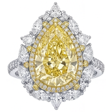 Afbeelding in Gallery-weergave laden, Druppelvormig Gele Kanarie Diamant ring in Bicolor 14K Goud – vooraanzicht