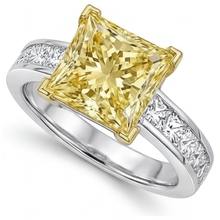 Afbeelding in Gallery-weergave laden, Gele Kanarie Diamant Halo Zetting Ring – zijaanzicht