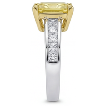 Afbeelding in Gallery-weergave laden, Gele Kanarie Diamant Halo Zetting Ring – achteraanzicht