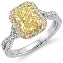Afbeelding in Gallery-weergave laden, Gele Kanarie Diamant Ring 3 karaat Tweekleurig 14K Goud – hoofdaanzicht