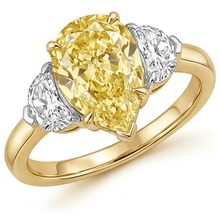 Afbeelding in Gallery-weergave laden, Gele Kanarie Diamant Statement Ring 1 karaat Tweekleurig 14K Goud – vooraanzicht