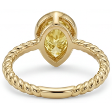 Afbeelding in Gallery-weergave laden, Druppelvormig Gele Kanarie Diamant ring in 14K Geelgoud – detailaanzicht