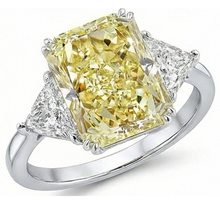 Afbeelding in Gallery-weergave laden, Radiant Gele Kanarie Diamant ring in 14 Karaat Witgoud – hoofdaanzicht