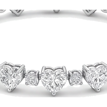 Afbeelding in Gallery-weergave laden, Hartvormige diamanten tennisarmband 6 karaat labgekweekt lunette 14k witgoud 7 inch