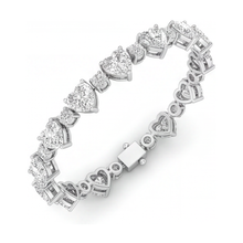 Afbeelding in Gallery-weergave laden, Hartvormige diamanten tennisarmband 6 karaat labgekweekt lunette 14k witgoud 7 inch