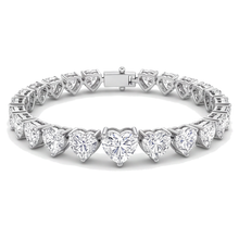 Afbeelding in Gallery-weergave laden, Hartvormige Diamant Tennisarmband 9 Karaat Labgekweekt Klauwzetting 14K Witgoud 7 Inch