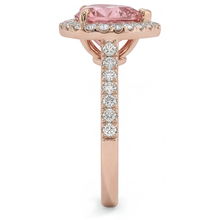Afbeelding in Gallery-weergave laden, Padparadscha saffier ring 2,3 karaat echte hartvormige halo 14k roségoud