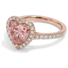 Afbeelding in Gallery-weergave laden, Padparadscha saffier ring 2,3 karaat echte hart halo 14K roségoud