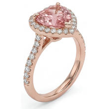 Afbeelding in Gallery-weergave laden, Padparadscha saffier ring 2,3 karaat echte hartvormige halo 14k roségoud