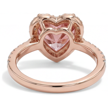Afbeelding in Gallery-weergave laden, Padparadscha saffier ring 2,3 karaat echte hart halo 14K roségoud