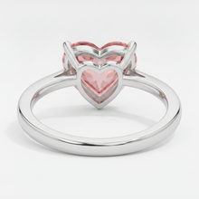 Afbeelding in Gallery-weergave laden, Perziksaffier verlovingsring 2,5 karaat echte hartvormige padparadscha solitair 14k witgoud
