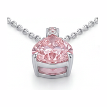 Afbeelding in Gallery-weergave laden, Halsketting met hanger met roze diamant 5 karaat labgekweekt peervormig pavé solitair 14k witgoud