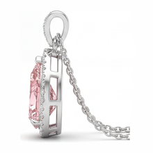 Afbeelding in Gallery-weergave laden, Roze diamant hanger 6 karaat labgekweekt peer halo 14k witgoud