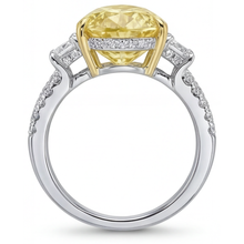 Afbeelding in Gallery-weergave laden, Kanariegele Diamant 3-Steens Ring 4 karaat Bicolor 14K Goud – zijaanzicht