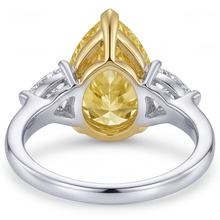 Afbeelding in Gallery-weergave laden, Druppelvormig Kanariegele Diamant ring in Tweekleurig 14K Goud – bovenaanzicht