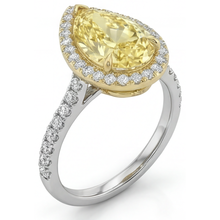 Afbeelding in Gallery-weergave laden, Kanariegele Diamant Fijne Sieraden 2,50-karaat 14 Karaat Tweekleurig Goud – hoekaanzicht